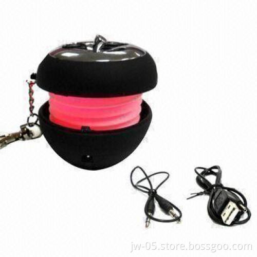 Mini Speakers with Apple Shape, Made of ABS, Built-in Lithium Battery and T-Flash Card Reader Slot